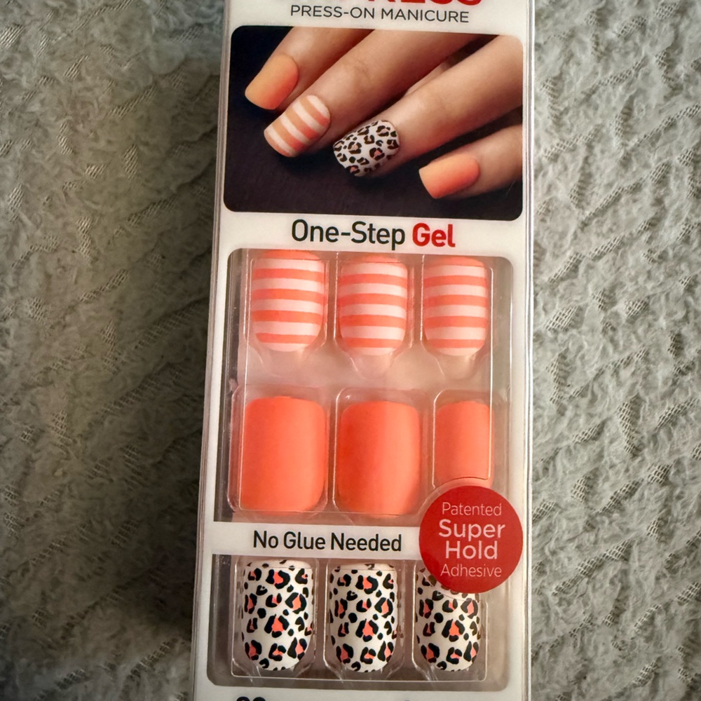 imPRESS Press On Nails - Orange and Leopard Print